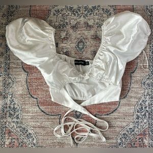 Pretty Little Thing white crop top